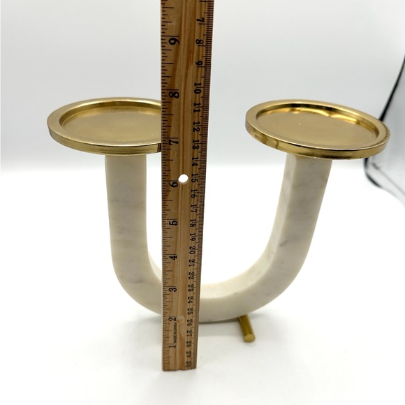MCM Candle Holder, Marble With Gold Accents. - Picture 6 of 14